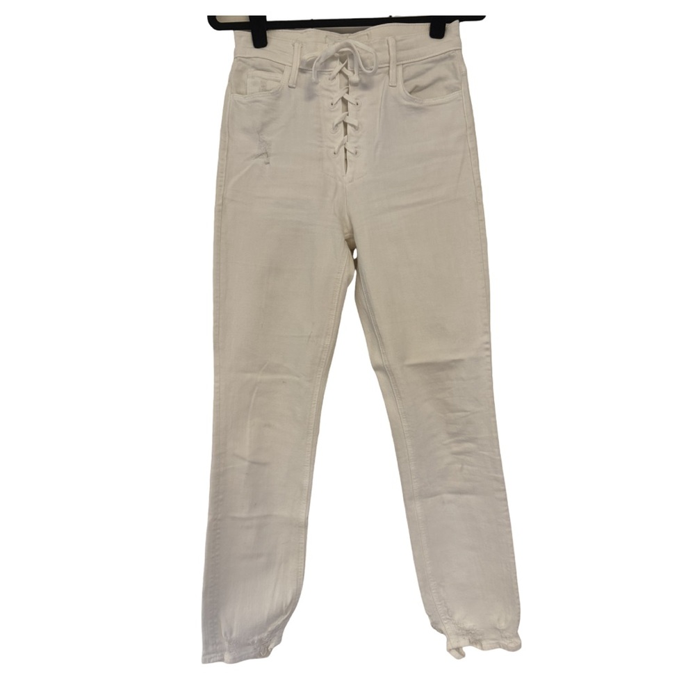 Mother Distressed White Jeans